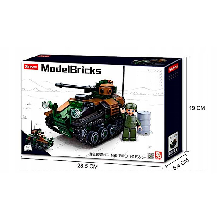 Sluban katonai építőjáték készlet, 245 darab, hadsereg, többszínű