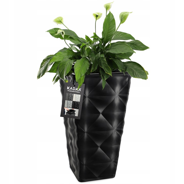 Ghiveci inalt pentru flori cu suport, Kadax, 29x55,5cm, negru, 16 litri