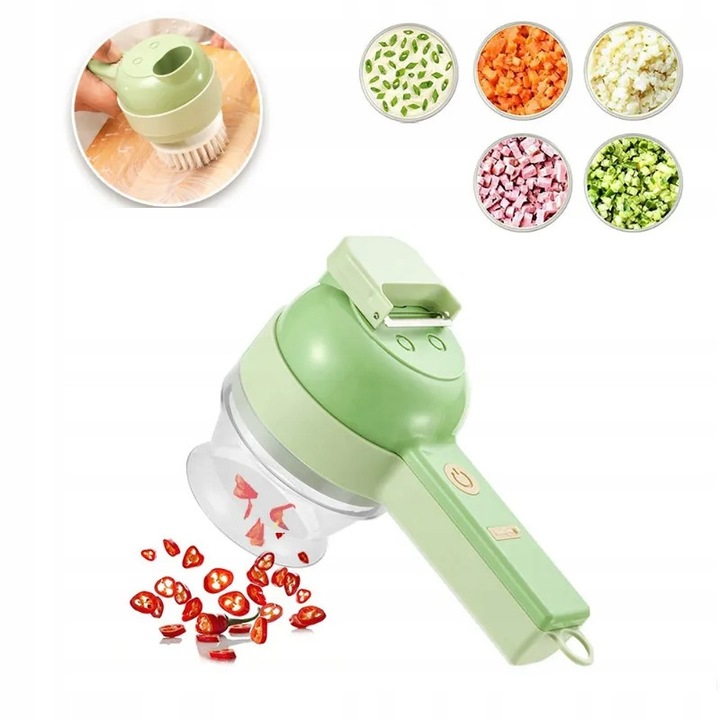 KC01 elektromos aprító, zöld, zöldségekhez és gyümölcsökhöz, USB töltéssel