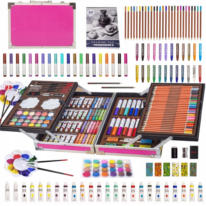 Set artistic pentru copii KINSPORY, 139 piese, culori variate, valiza organizatoare