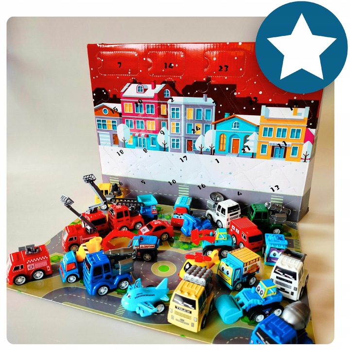 ZLARO adventi naptár, 24 elem, gyerekeknek, autók, 2025