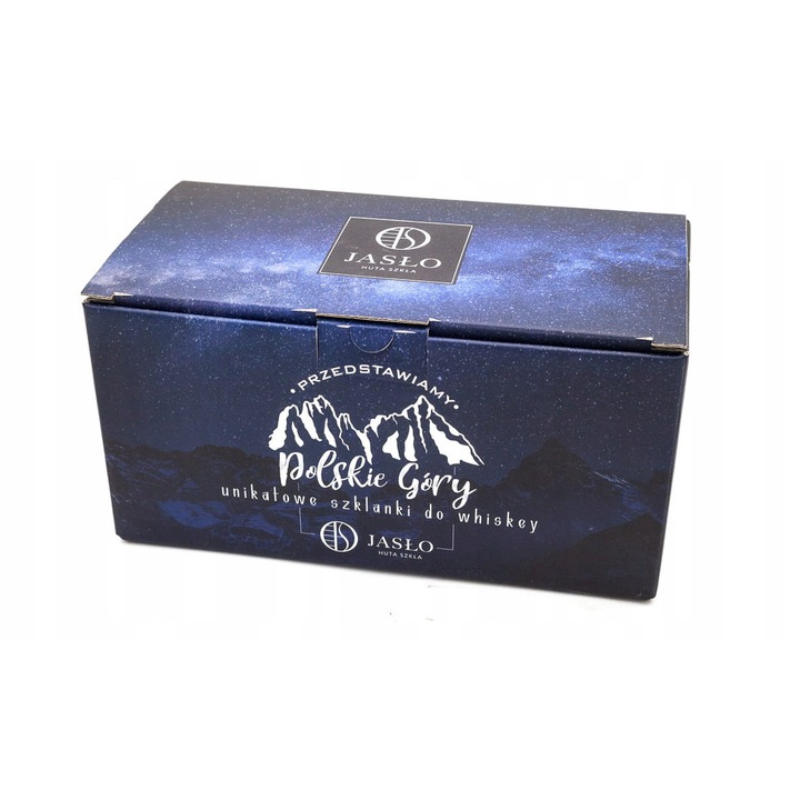 Set 2 pahare whisky Jaslo, Polskie Gory, Rysy + Giewont, transparent, 175ml, 8x8,8cm