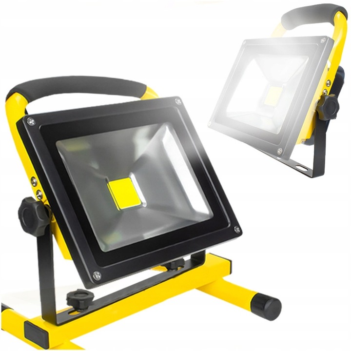 Proiector LED Decorya 50W, 4500lm, alb rece 6000K, waterproof IP65, set cu 2 incarcatoare