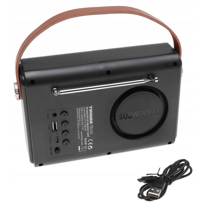 Radio portabil cu Bluetooth, 20x13x6cm, USB, FM