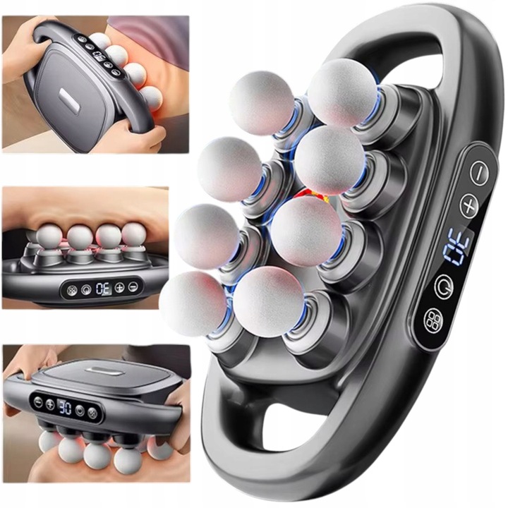 Масажор за тяло Max-Tech, масажен пистолет с 8 глави, компактен, преносим, многоцветен, 1,4 кг