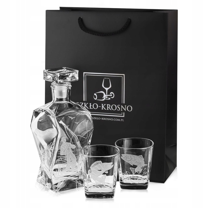 Exkluzív whisky készlet 6x300ml + kancsó 750ml, horgász motívumokkal