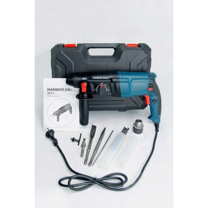 Ротоперкутор 2600W, 3 режима на работа, 3 SDS-Plus свредла, 2 длета, куфар за транспорт
