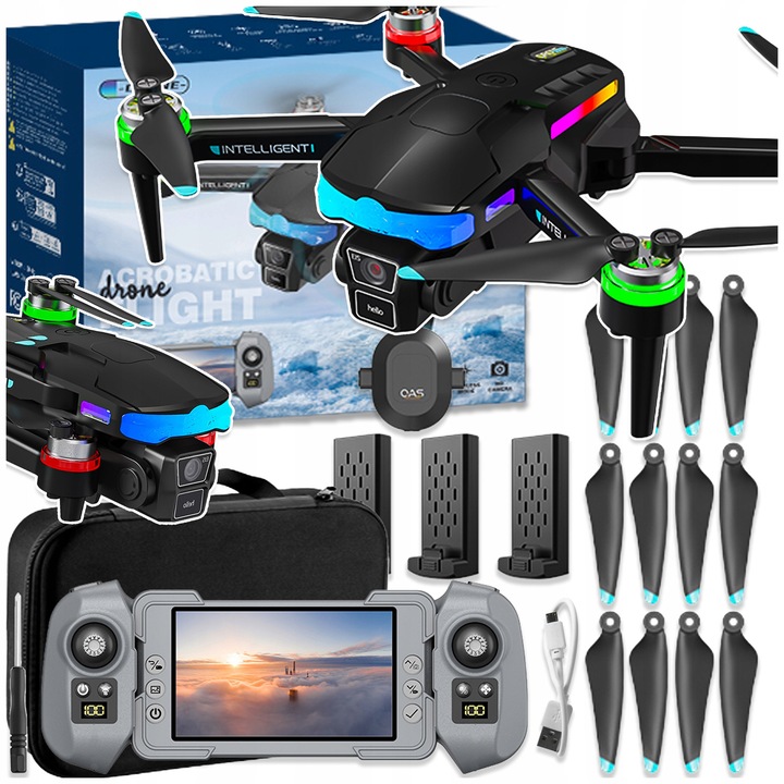 Dron cu 2 camere HD, 3 acumulatori, 2000m, 150g