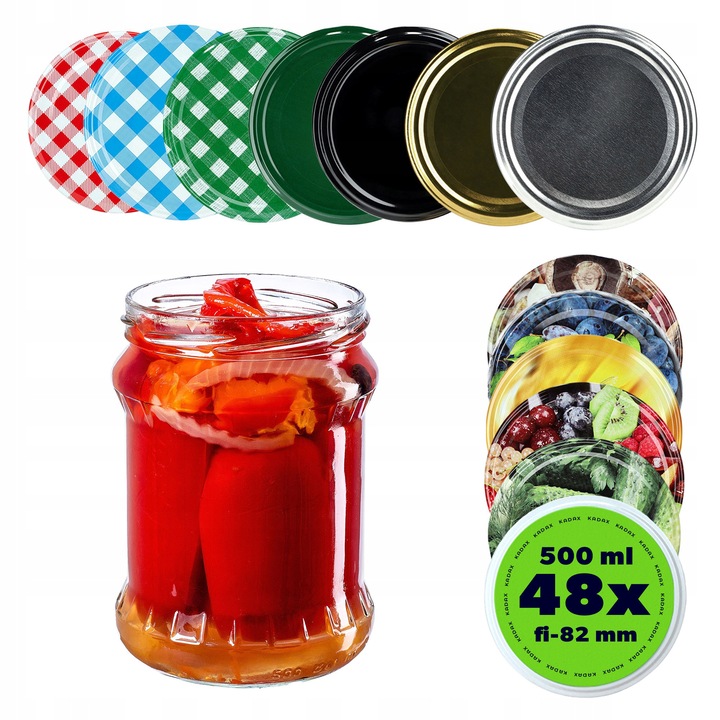 Set 48 borcane din sticla 500ml, transparente, pentru conserve, Kadax, 8,7x12,2cm