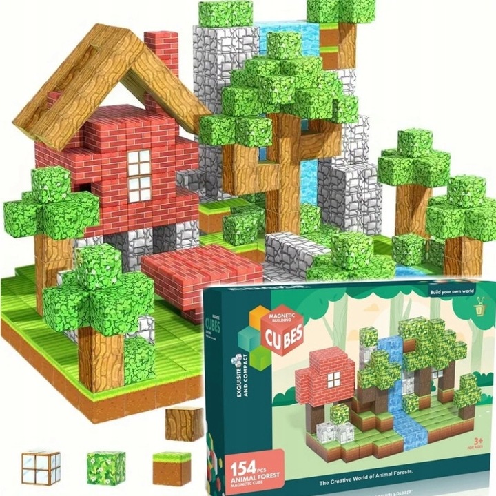 Конструктор Martius, 154 елемента, магнитни кубчета, многоцветен, 2x2cm