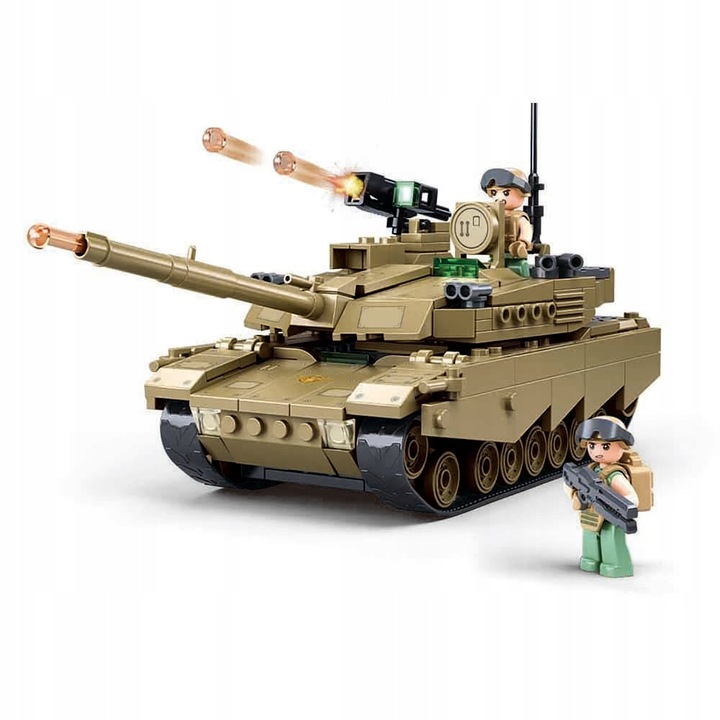 Set de constructie Sluban, KLOCKI CZOLG ABRAMS M1A2, 3 figurine