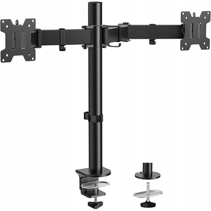 A következő Huanuo HNCM25 kétmonitoros asztali tartó, 13-32", 10 kg teherbírás, asztali rögzítés
