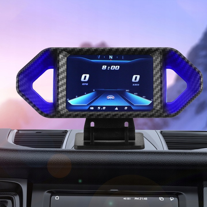 Sistem de afisare HUD pentru masina, computer inteligent OBD2 + GPS, design elegant, 16x6.2x2.4cm, multicolor