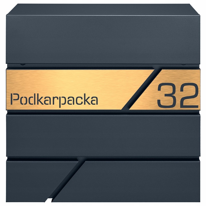 Cutie postala M-TEC Modern, antracit, 37x37x10,5cm, cu suport pentru ziare si tabla gravata