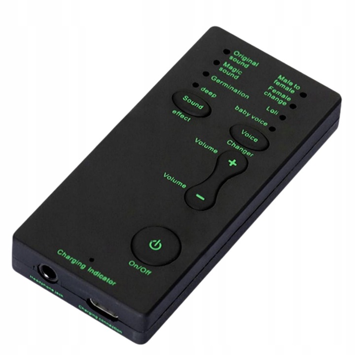 MD-1 hordozható hangmodulátor, 7 hangeffektus, 3,5 mm, méretek 75x35x11mm