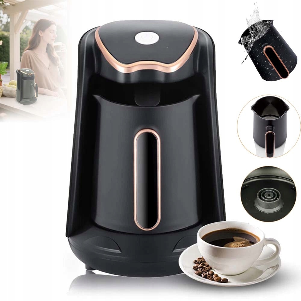 Cafetiere electrica 300ml 600W neagra, set de preparare cafea turceasca