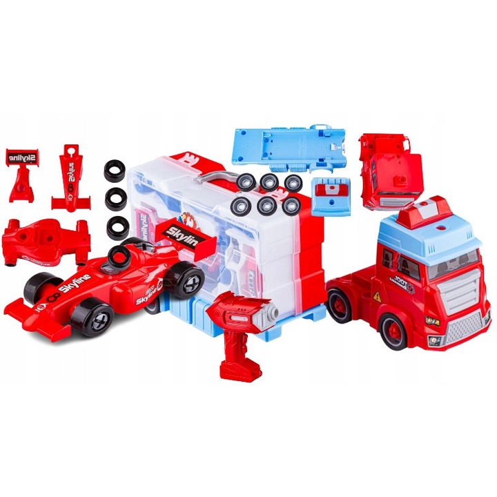 Set Zapada pentru Mecanic - Tir Rozkrecabil + Formula 1, 58x23x17cm, Multicolor