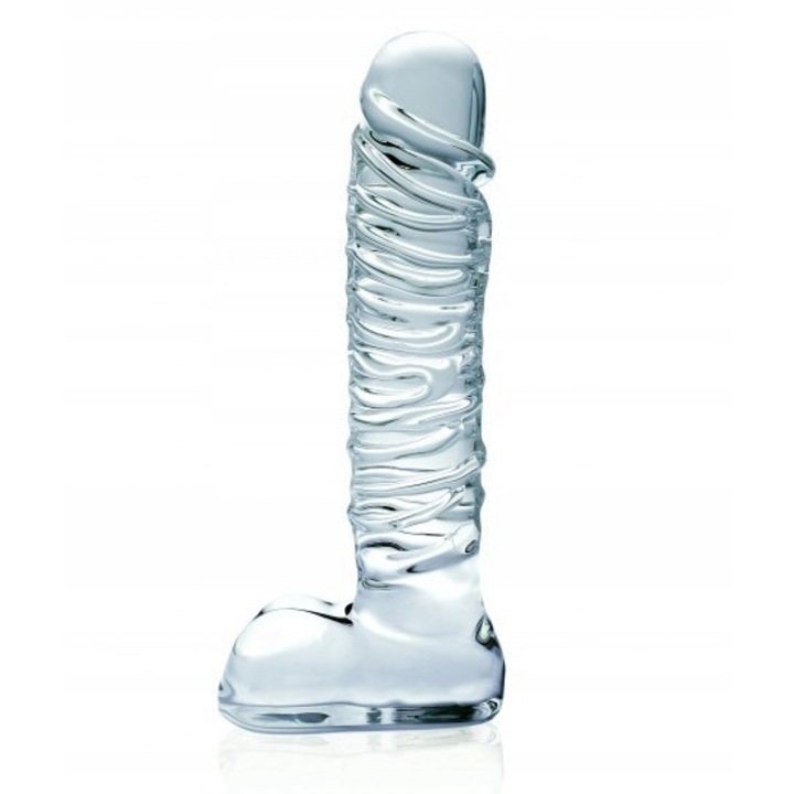 Üveg dildó, Night Fantasy, 20,6cm, hipoallergén, erezett