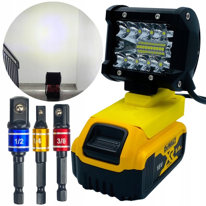 Set lampa de lucru 20 LED-uri, 7000 lm, constructie durabila, waterproof, aluminiu, accesorii din otel