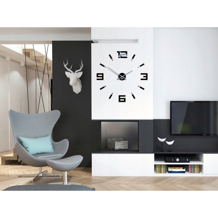 3D falióra, fekete, 75x75cm, díszítőelemekkel és szerelősablonnal