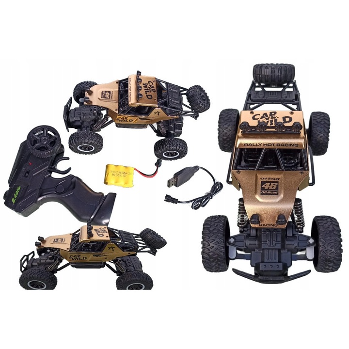 Monster Truck autó, integrált, távirányítós, alumínium, 1:20, GOLD, 20km/h
