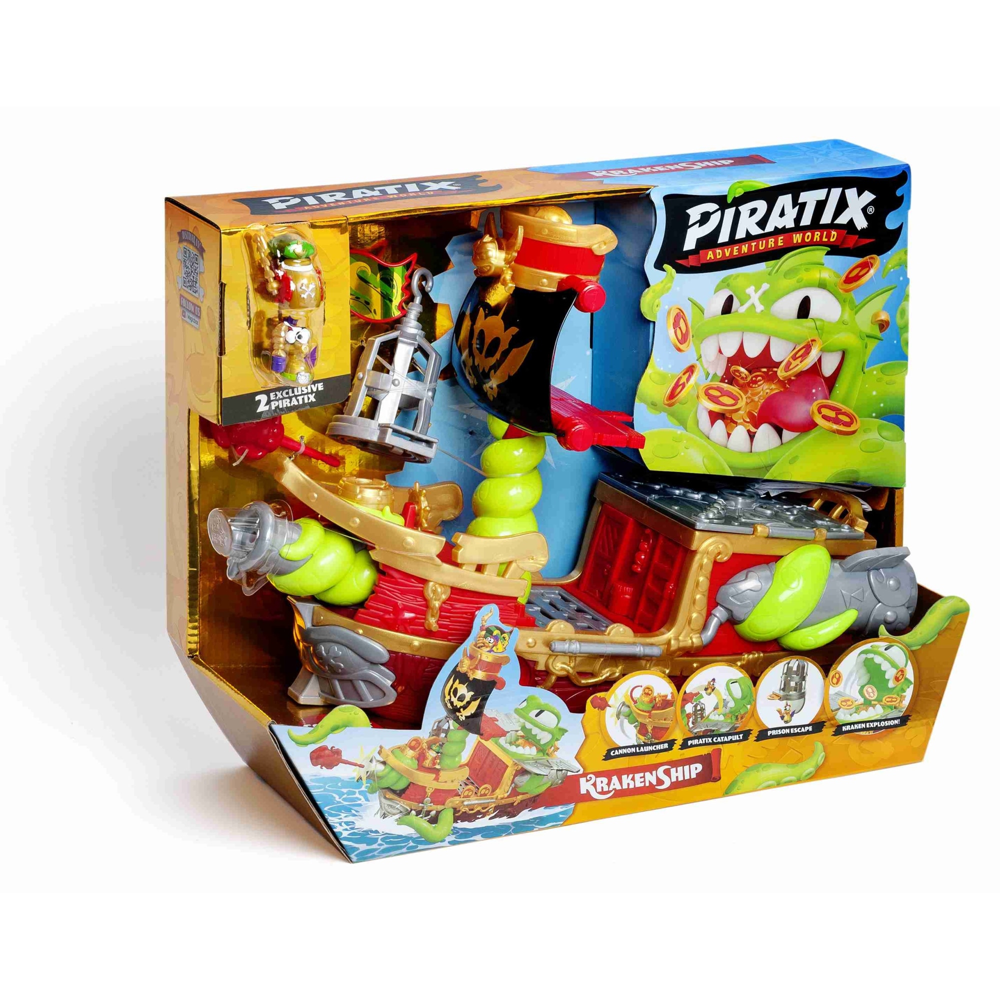 置物 trueiin Piratix Shark Treasure - Set cu 2 Figurine Exclusive, 55x35x15cm