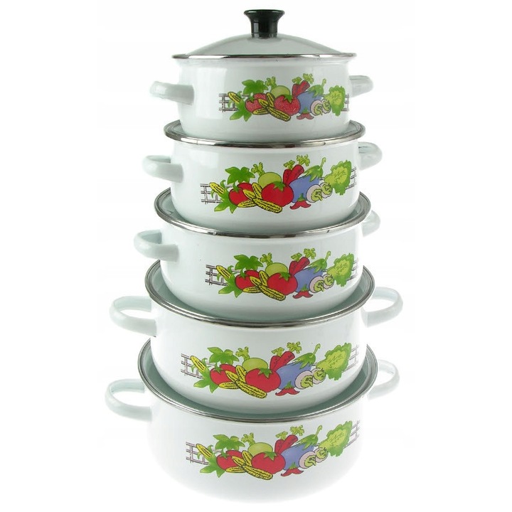 Set oale emaliate 10 elemente, alb, 16x7,5cm - 24x11cm