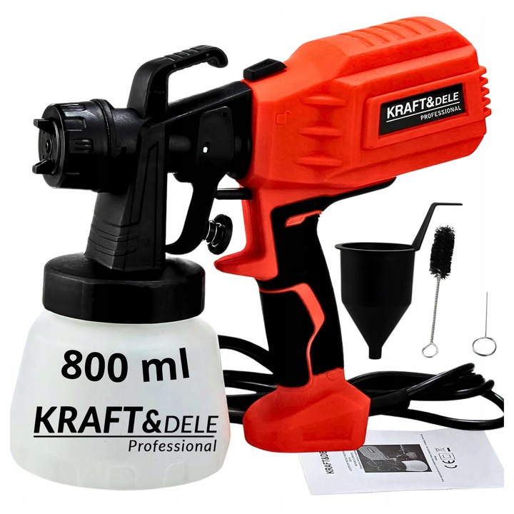 Pistol de vopsit Kraft, 650W, rezervor 800ml, duza 2,5mm
