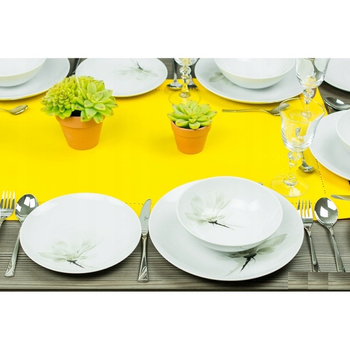 18 részes étkészlet, LUBIANA MAGNOLIA, fehér mintával, 6 személyes