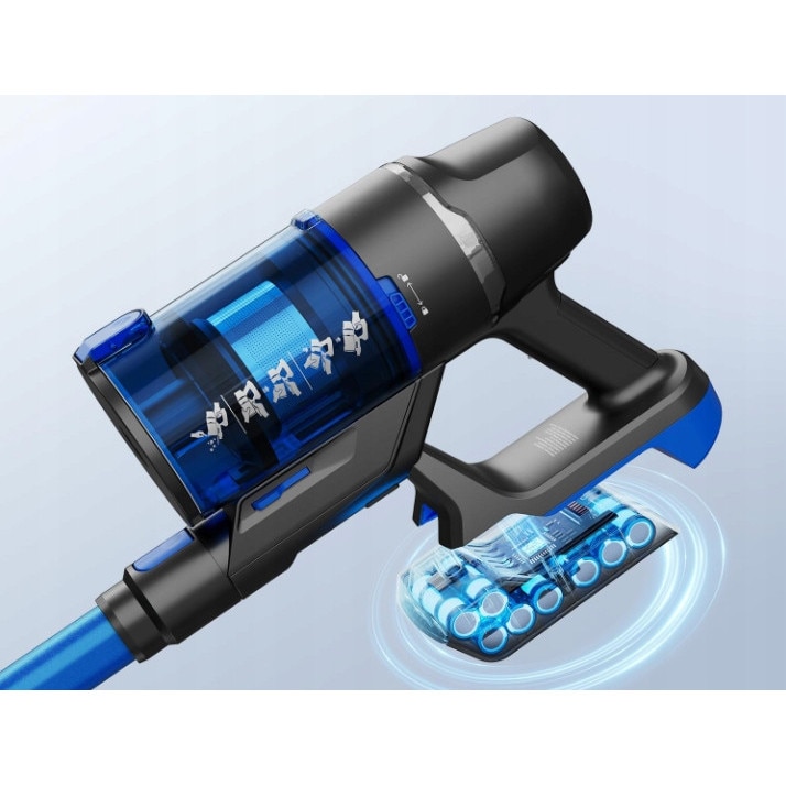 Aspirator vertical fara fir OMISOON JS-AV03B01 450W, putere de aspiratie 35kPa, filtrare HEPA, capacitate 0,8L, albastru-negru