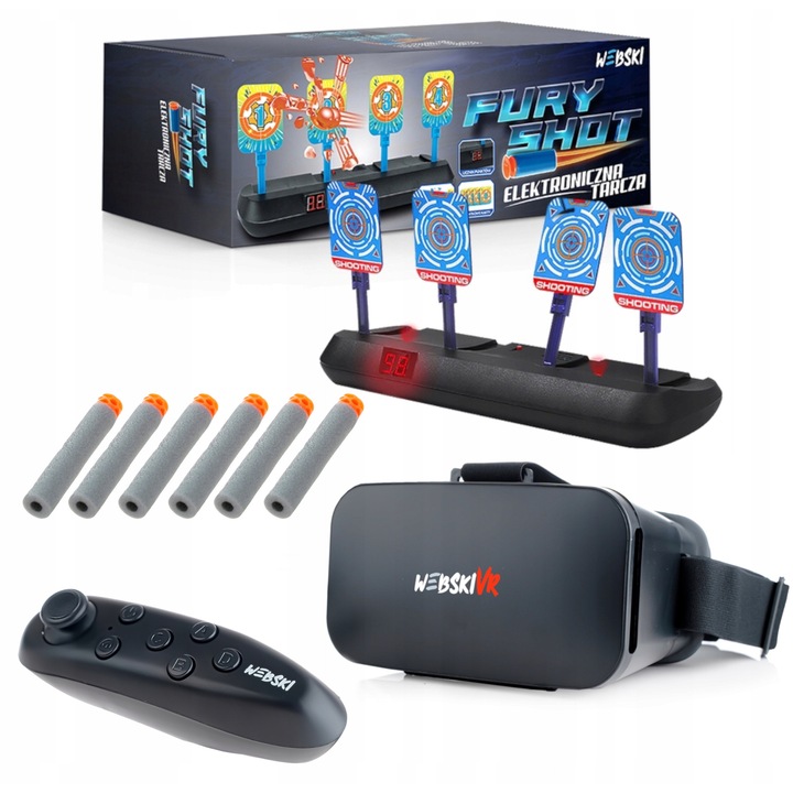 Ochelari VR 3D Webski, set cu gamepad wireless si tinta electronica, multicolor, 80x160mm