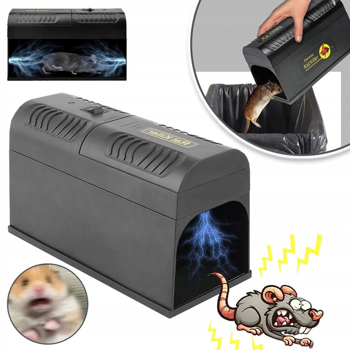 Професионален електрически капан за мишки, станция за примамване на плъхове, сив