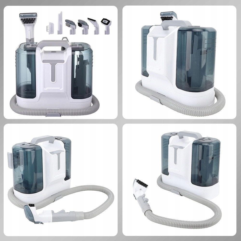 Aspirator profesional pentru curățare, 400W, 1.8L, 6 capete, covoare și tapițerie, Alb