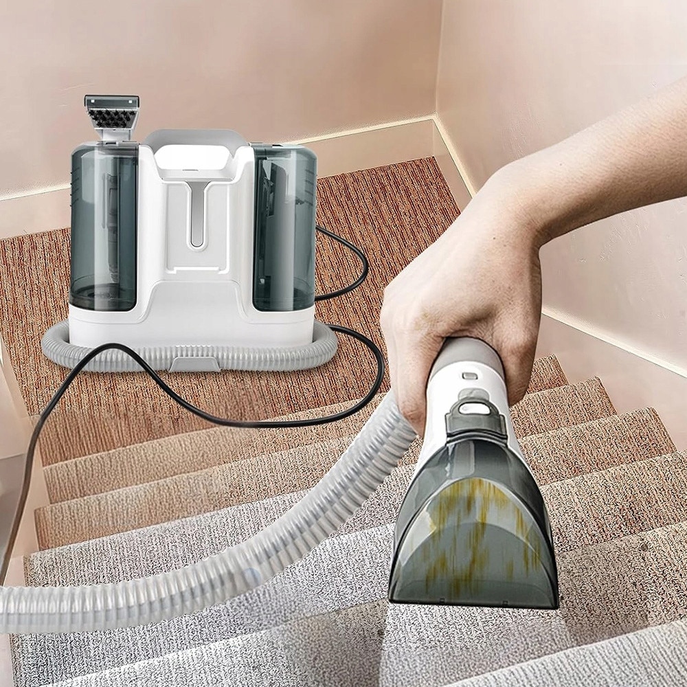 Aspirator profesional pentru curățare, 400W, 1.8L, 6 capete, covoare și tapițerie, Alb