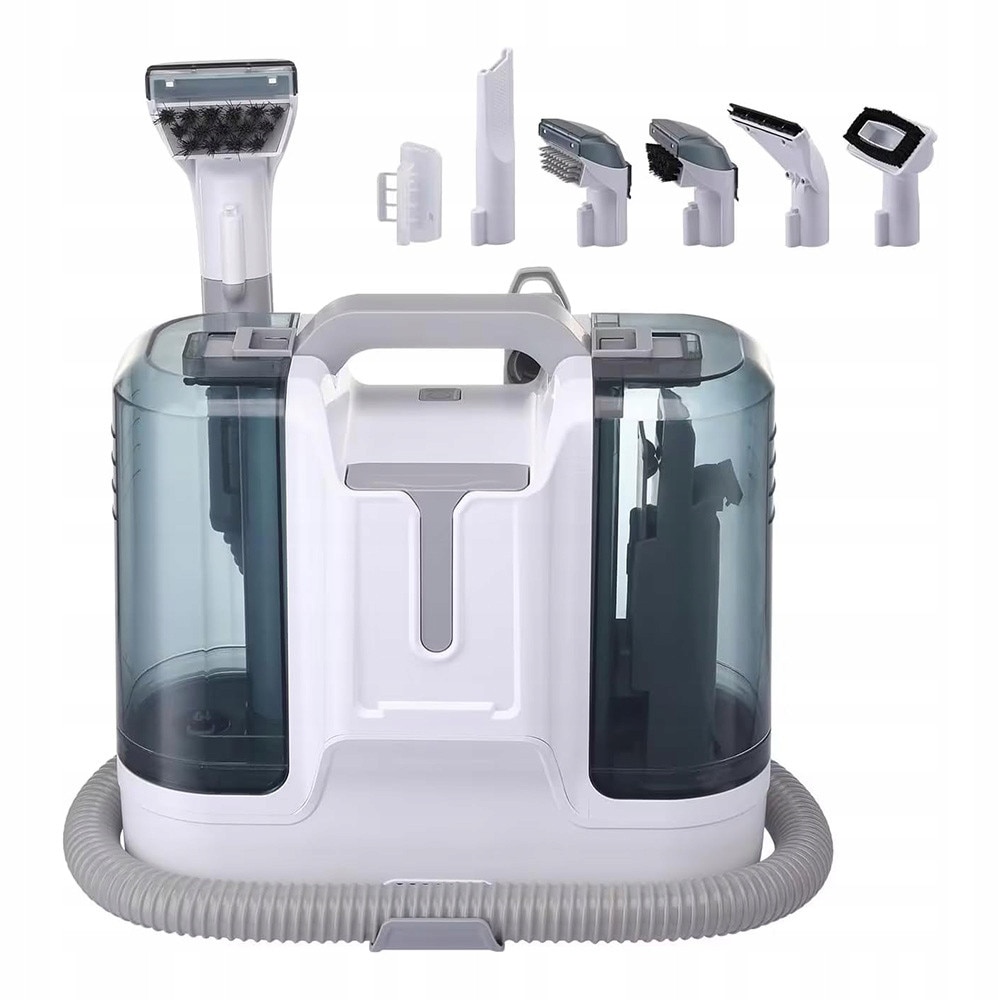 Aspirator profesional pentru curățare, 400W, 1.8L, 6 capete, covoare și tapițerie, Alb