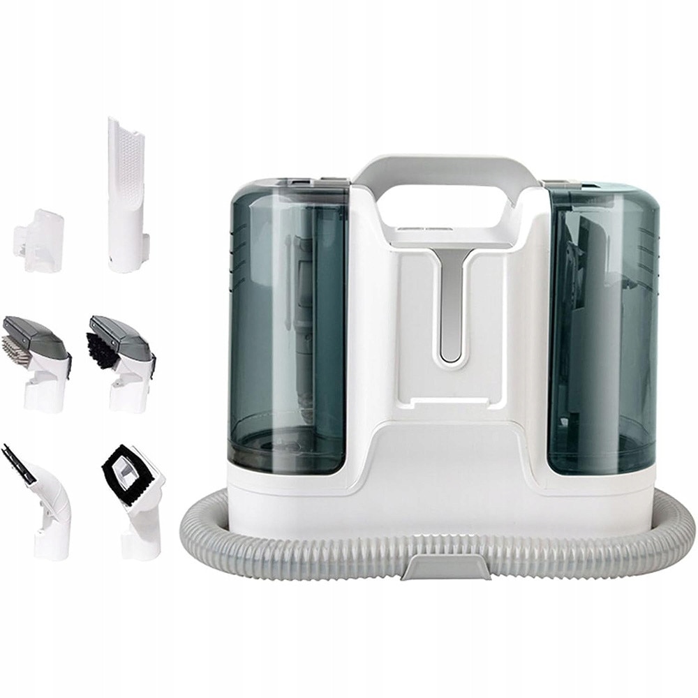 Aspirator profesional pentru curățare, 400W, 1.8L, 6 capete, covoare și tapițerie, Alb