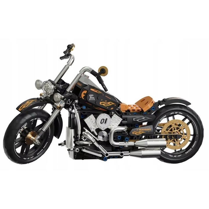 Комплект за изграждане на чопър мотоциклет Harley, K&M, 445 елемента, 37,3x24,6x10см, реалистични детайли