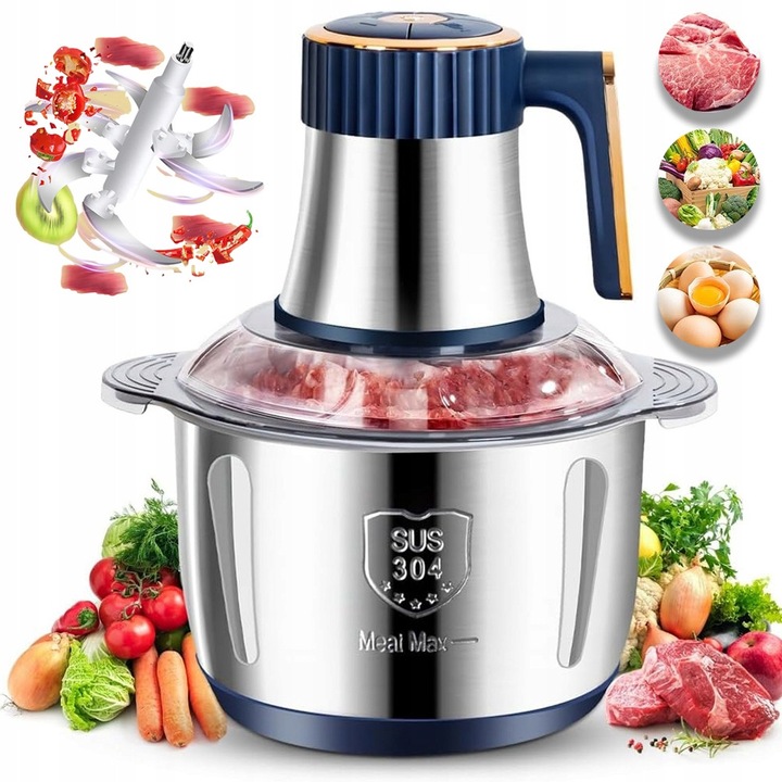 Masina electrica de tocat carne 500W, 5L, otel inoxidabil, set cu ustensile