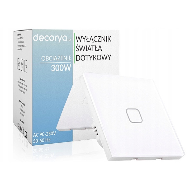 Érintőkapcsoló, fehér, 86x86x36mm, 2 darabos készlet