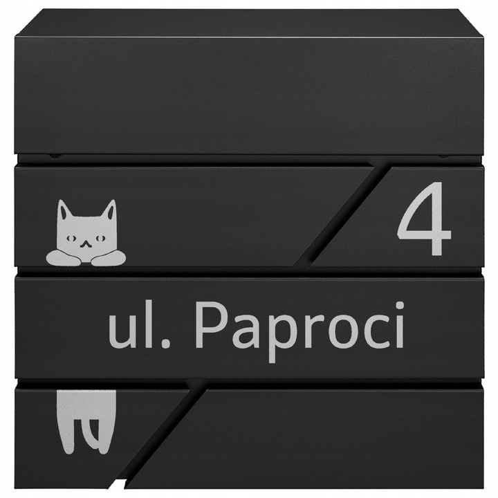 Cutie postala M-TEC MODERN, neagra, 37x37x10,5cm, cu suport pentru ziare, 2 chei