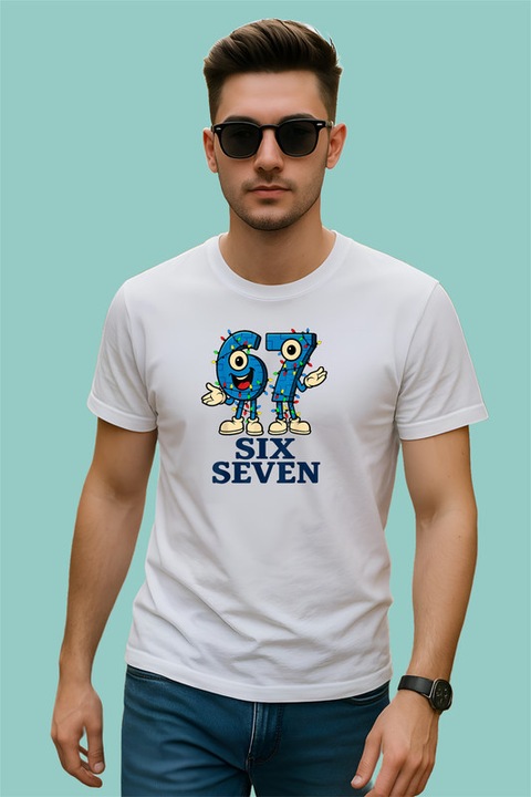 Tricou Barbat SIX SEVEN 67 Number Duo Hero, Alb