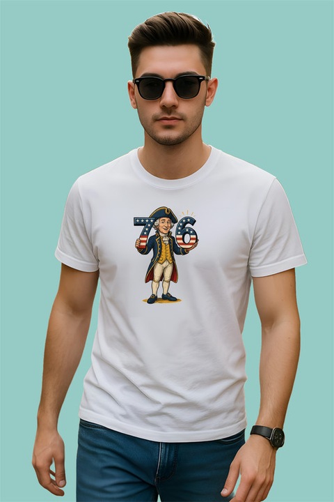 Tricou Barbat SIX SEVEN 67 Personaj Istoric Cartoon, Alb