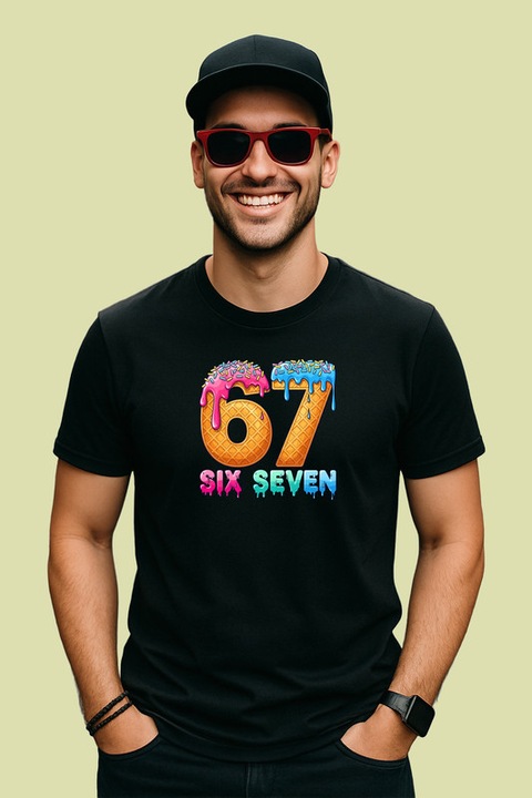 Tricou Barbat SIX SEVEN 67 Waffle Colorat, Negru