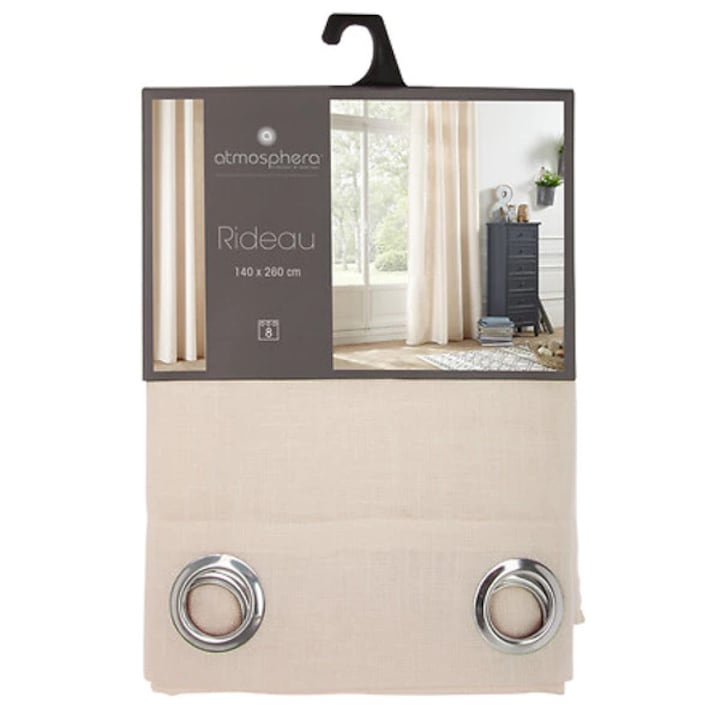 Perdea Bej 140x240 cm, din poliester fin, eleganta si semitransparenta, ideala pentru living sau dormitor