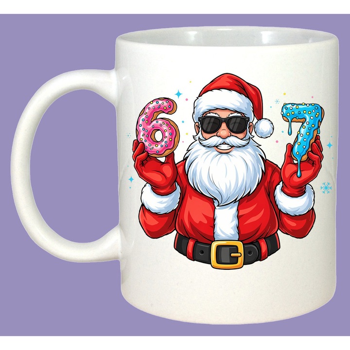 Cana SIX SEVEN 67 Inimi Colorate Jucaus, Sarbatori, Cadou, 100% Ceramica, Cri-Flo, Culoare Alb, 330 ml