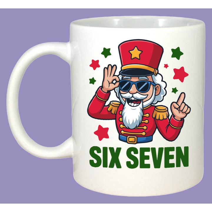 Cana SIX SEVEN 67 Mason Donut Style, Sarbatori, Cadou, 100% Ceramica, Cri-Flo, Culoare Alb, 330 ml