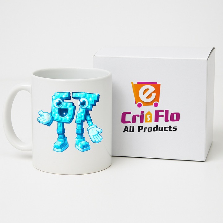 Cana CRI-FLO SIX SEVEN, Ceramica 100%, Alb, 330 ml, Design Cu Aripi, Cadou