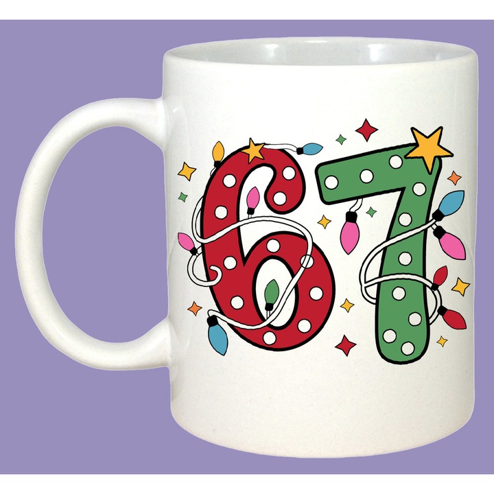 Cana SIX SEVEN 67 Pizza Amuzant, Sarbatori, Cadou, 100% Ceramica, Cri-Flo, Culoare Alb, 330 ml