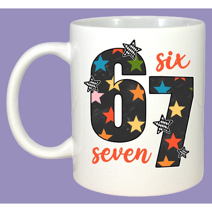 Cana SIX SEVEN 67 Profesori Statistica Final, Sarbatori, Cadou, 100% Ceramica, Cri-Flo, Culoare Alb, 330 ml