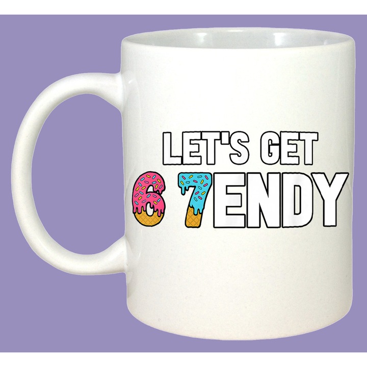 Cana SIX SEVEN 67 Reni Craciun Dulciuri, Sarbatori, Cadou, 100% Ceramica, Cri-Flo, Culoare Alb, 330 ml